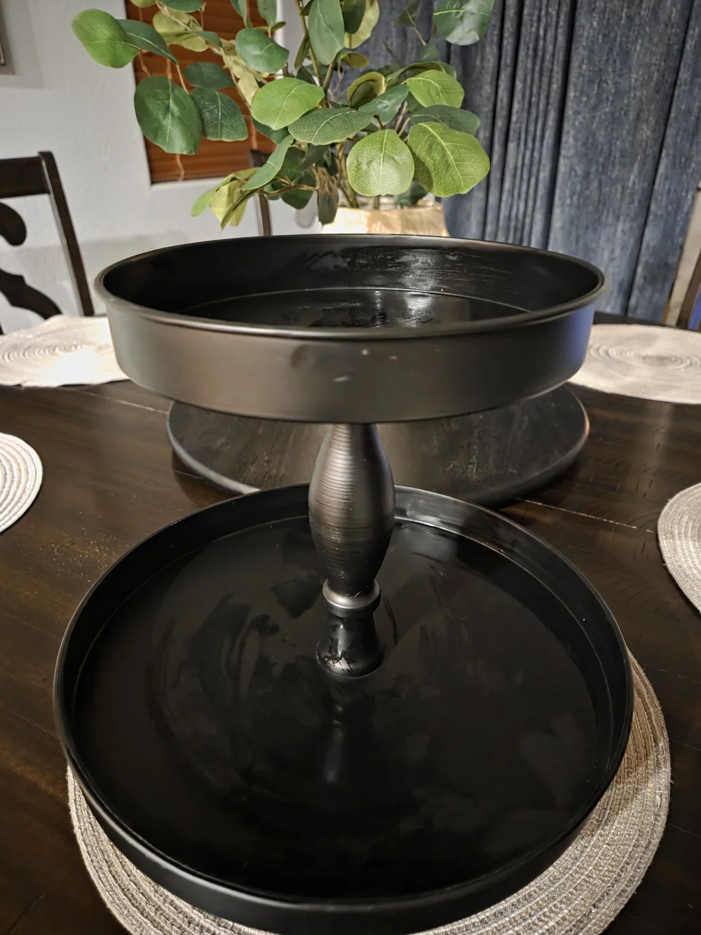 Black Two-Tier Metal Serving Stand - Elegant Home Dining Display